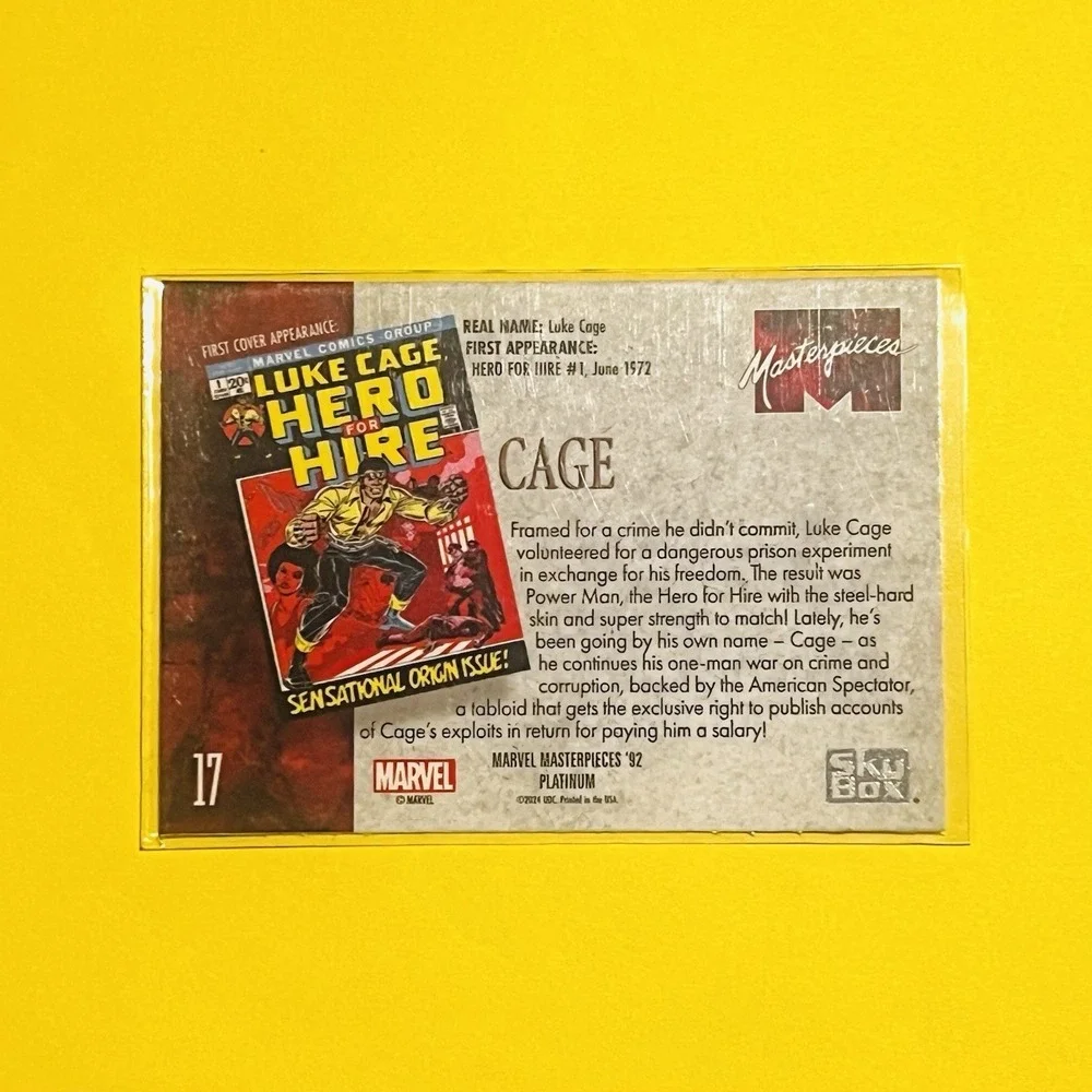 2024 Upper Deck Marvel Masterpieces '92 Platinum Luke‎ Cage Base Card #17
